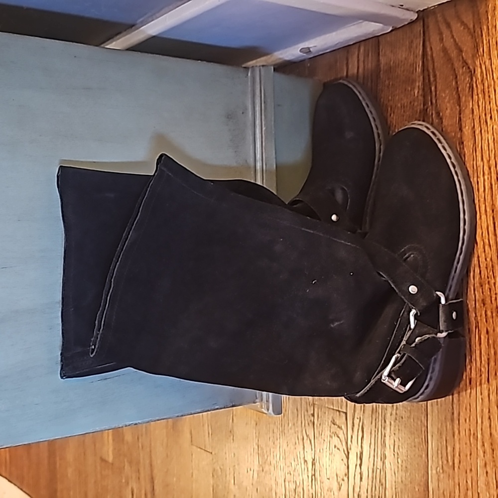 Nine West Tall Black Leather Suede Boots